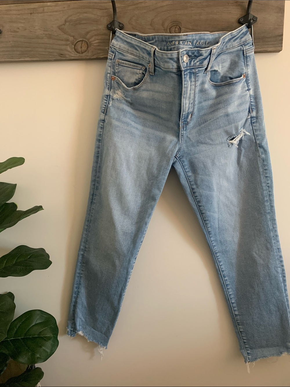 American Eagle Outfitters Light Blue Distressed Cropped Jeans